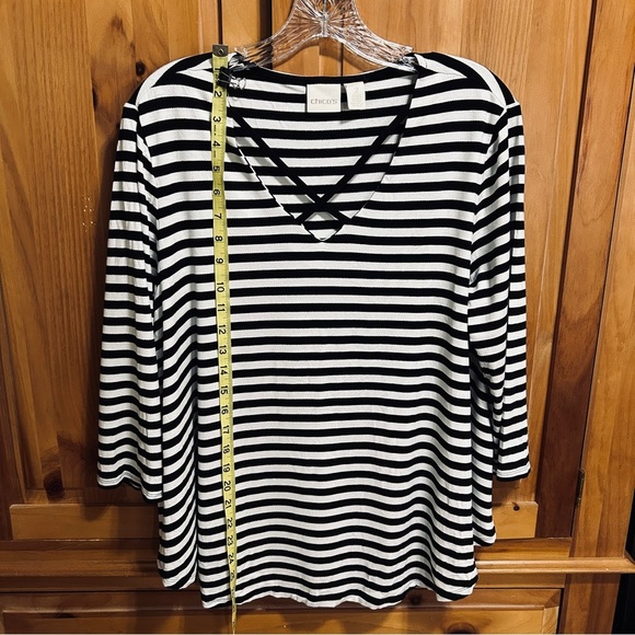 Chico's Tops - Chico’s black and white striped, SOFT pullover blouse